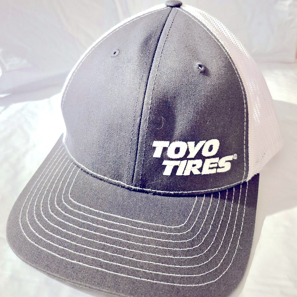 Toyo Tires Hat Richardson Snapback Grey bill White Logo Black Mesh Trucker NEW